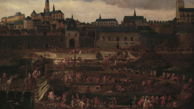 Vue de Blois avec le pont en construction